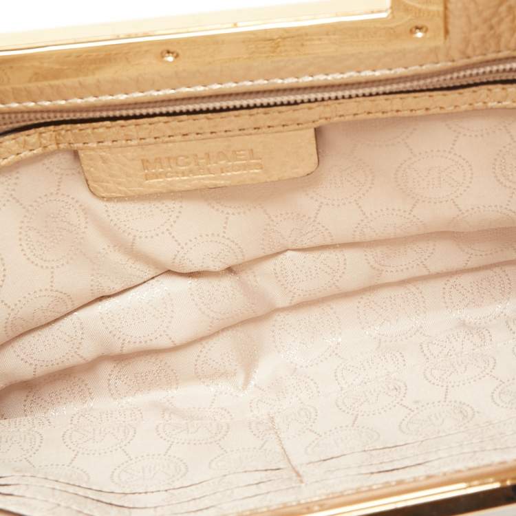 Pre Owned MICHAEL Michael Kors Metallic Gold Leather Berkley Chain Clutch