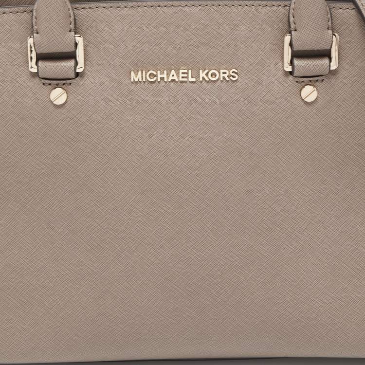 Pre Owned MICHAEL Michael Kors Taupe Saffiano Leather Medium Selma Satchel