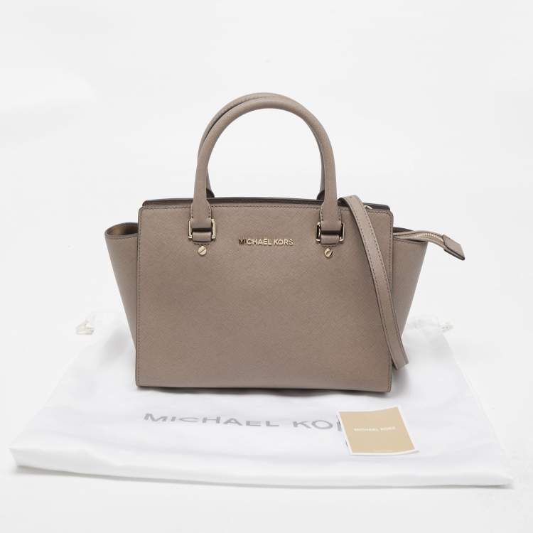 Pre Owned MICHAEL Michael Kors Taupe Saffiano Leather Medium Selma Satchel