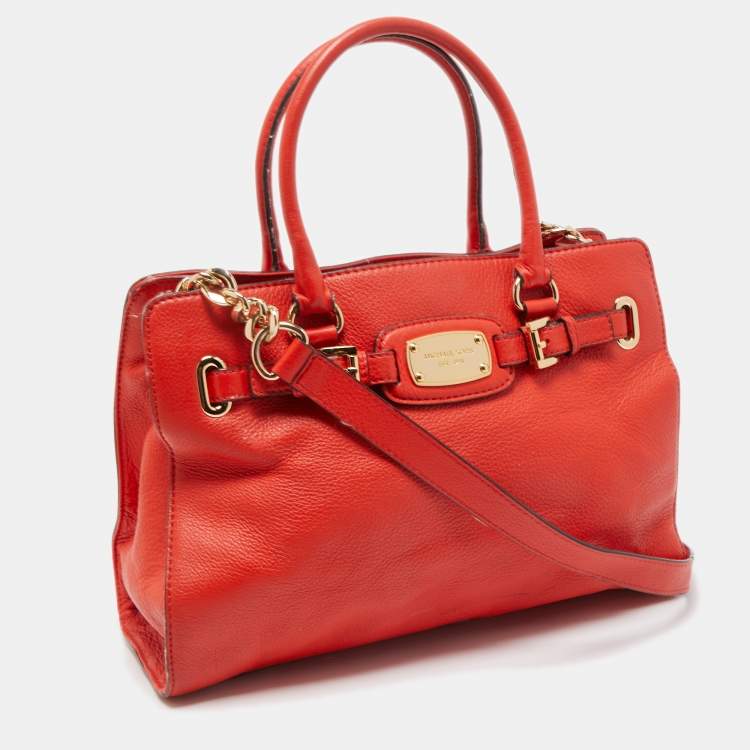 مملوكة مسبقًا MICHAEL Michael Kors Red Leather East West Hamilton Tote