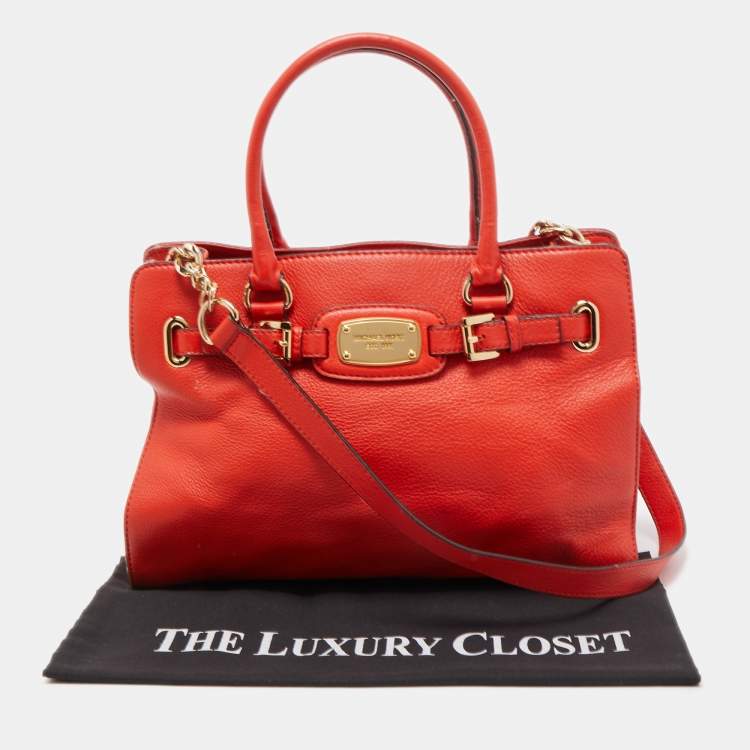 مملوكة مسبقًا MICHAEL Michael Kors Red Leather East West Hamilton Tote