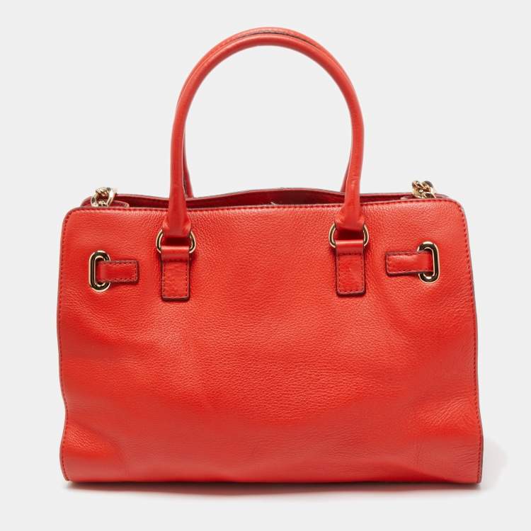 مملوكة مسبقًا MICHAEL Michael Kors Red Leather East West Hamilton Tote