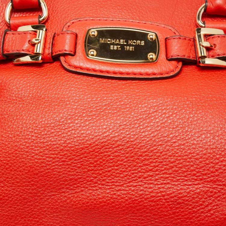 مملوكة مسبقًا MICHAEL Michael Kors Red Leather East West Hamilton Tote