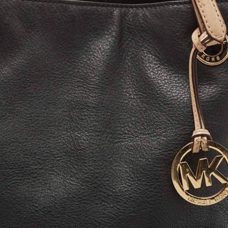 Pre Owned MICHAEL Michael Kors Black Soft Leather Small Jet Set Tote