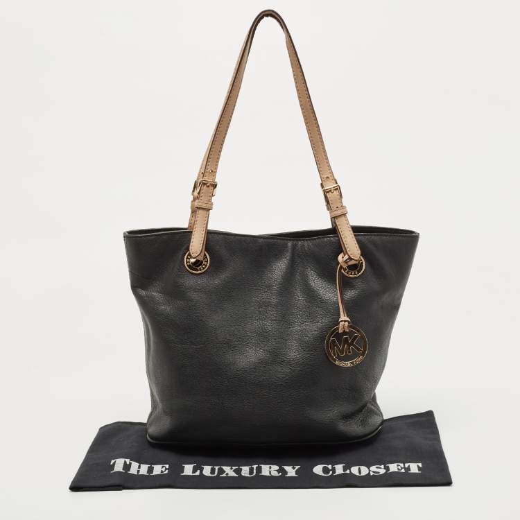 Pre Owned MICHAEL Michael Kors Black Soft Leather Small Jet Set Tote