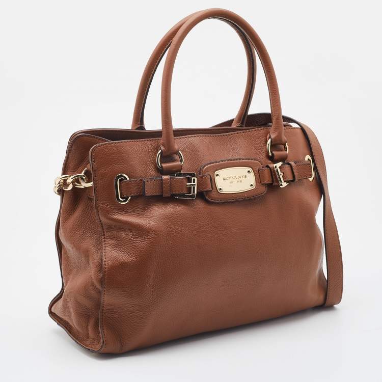 Pre Owned MICHAEL Michael Kors Brown Leather East West Hamilton Tote