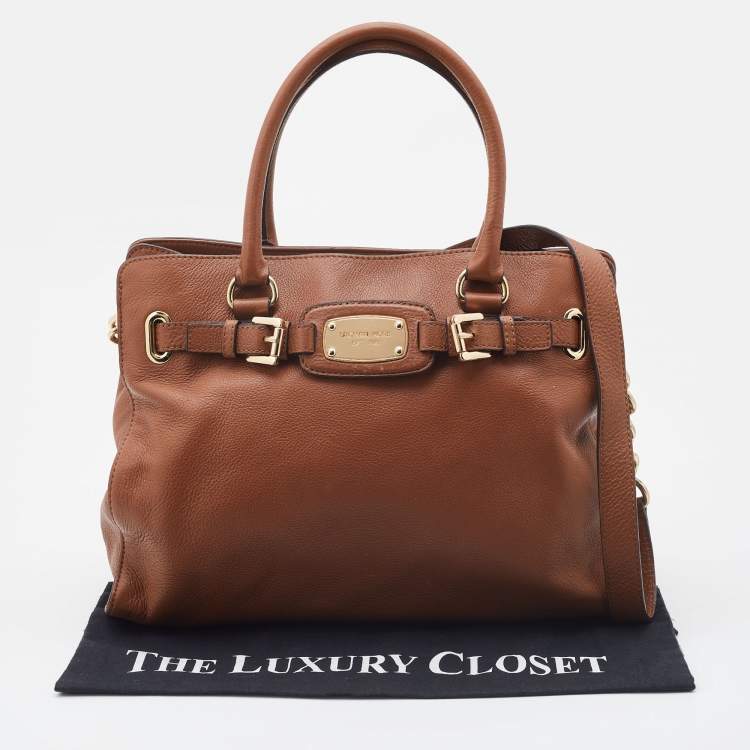 Pre Owned MICHAEL Michael Kors Brown Leather East West Hamilton Tote