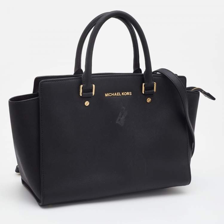 Pre Owned MICHAEL Michael Kors Black Leather Selma Satchel