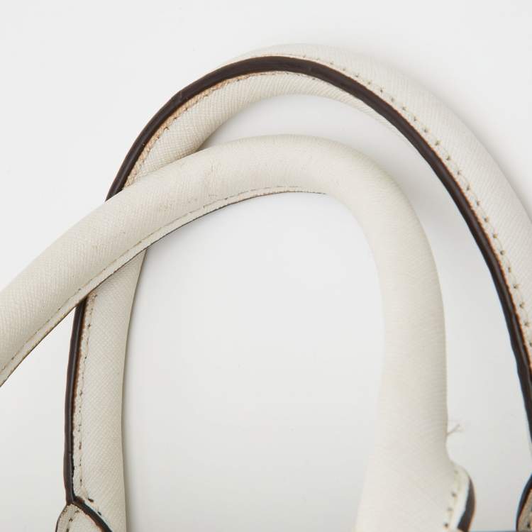 Pre Owned MICHAEL Michael Kors Black/White Canvas and Leather Selma Satchel