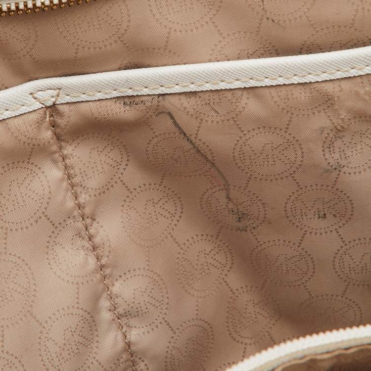 Pre Owned MICHAEL Michael Kors Black/White Canvas and Leather Selma Satchel