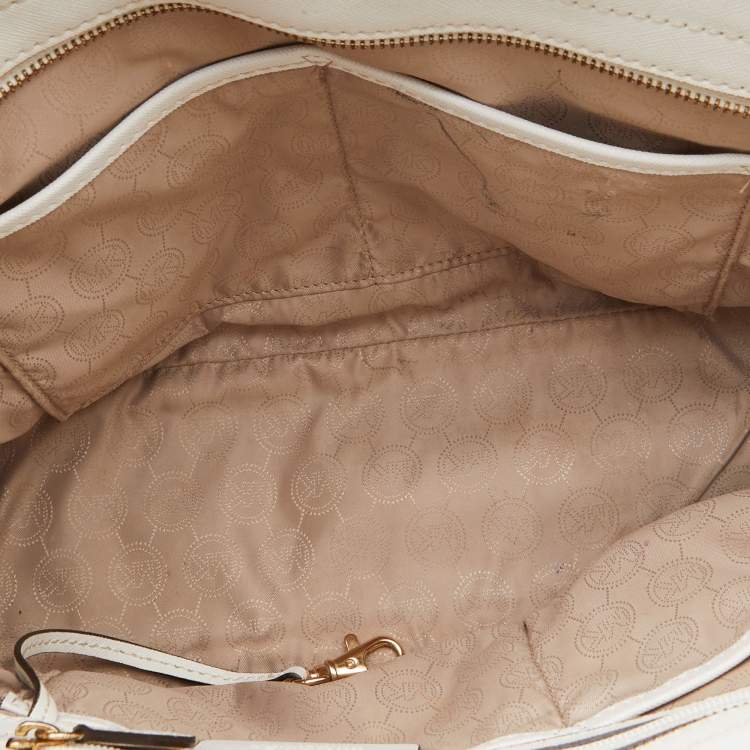 Pre Owned MICHAEL Michael Kors Black/White Canvas and Leather Selma Satchel