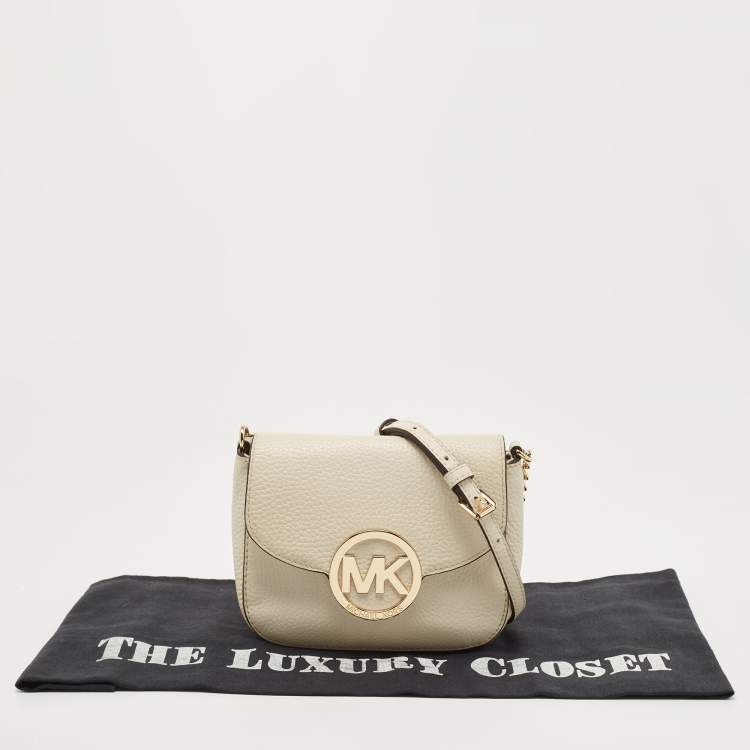 Pre Owned MICHAEL Michael Kors Off-White Leather Fulton Crossbody Bag