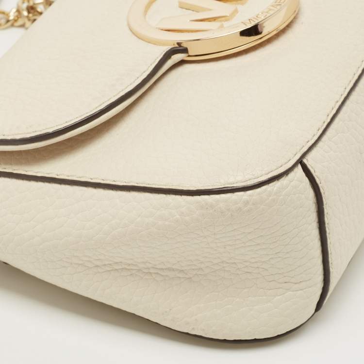 Pre Owned MICHAEL Michael Kors Off-White Leather Fulton Crossbody Bag