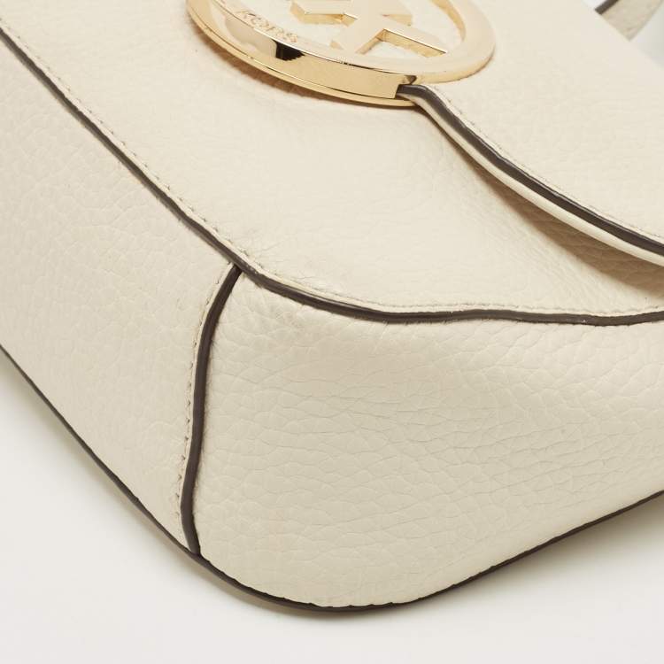 Pre Owned MICHAEL Michael Kors Off-White Leather Fulton Crossbody Bag