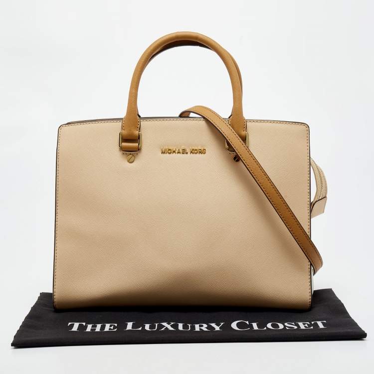 Pre Owned   MICHAEL Michael Kors Tri Color Leather Medium Selma Satchel