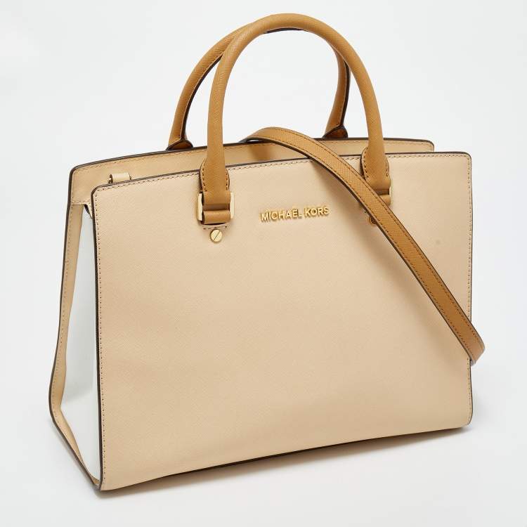 Pre Owned   MICHAEL Michael Kors Tri Color Leather Medium Selma Satchel