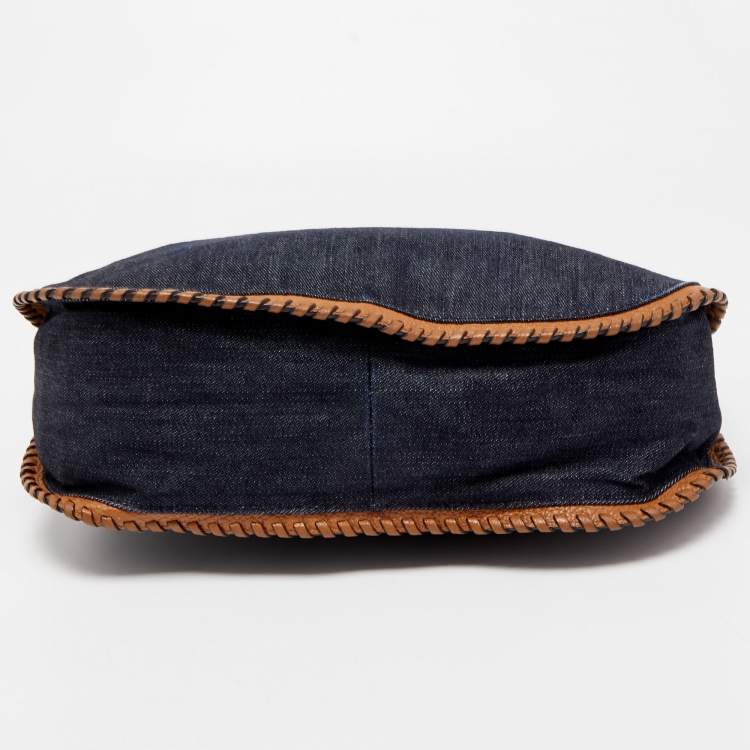 مملوكة مسبقًا MICHAEL Michael Kors Blue Denim and Leather Whipped Chelsea Shoulder Bag