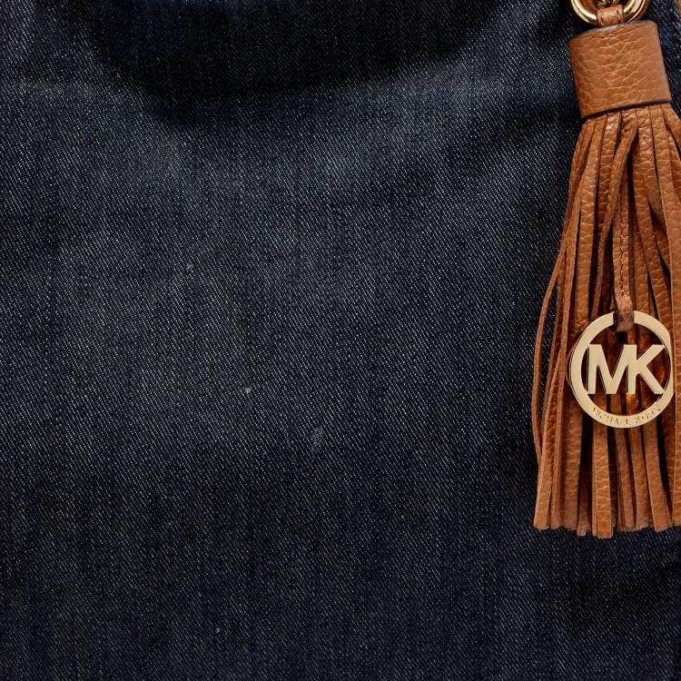 مملوكة مسبقًا MICHAEL Michael Kors Blue Denim and Leather Whipped Chelsea Shoulder Bag