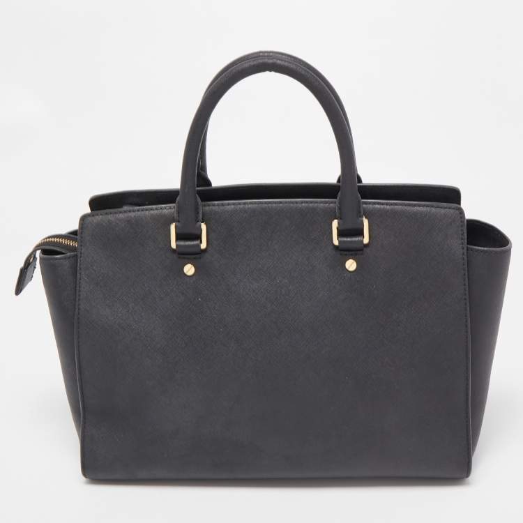Pre Owned MICHAEL Michael Kors Black Saffiano Leather Large Selma Tote