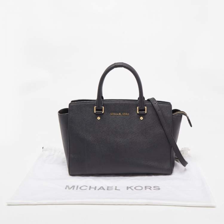 Pre Owned MICHAEL Michael Kors Black Saffiano Leather Large Selma Tote