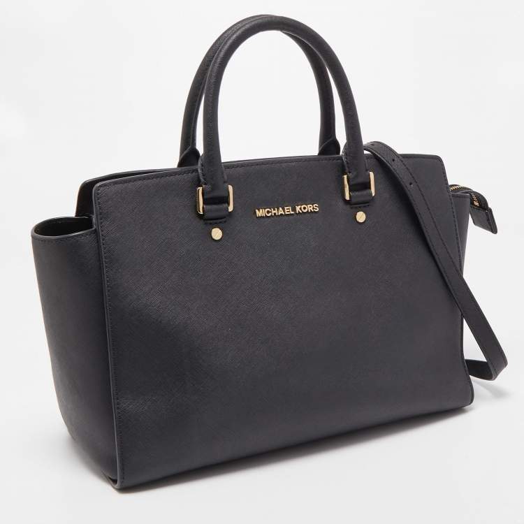 Pre Owned MICHAEL Michael Kors Black Saffiano Leather Large Selma Tote