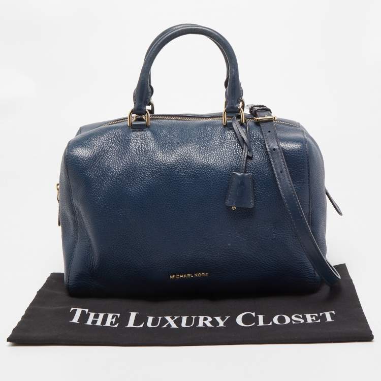Pre Owned MICHAEL Michael Kors Navy Blue Leather Kirby Satchel