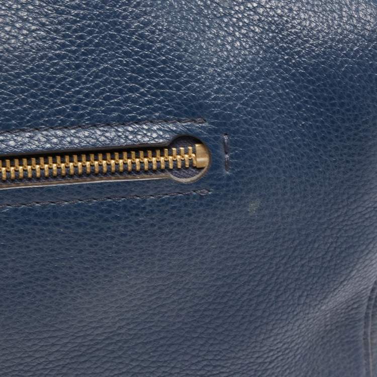 Pre Owned MICHAEL Michael Kors Navy Blue Leather Kirby Satchel