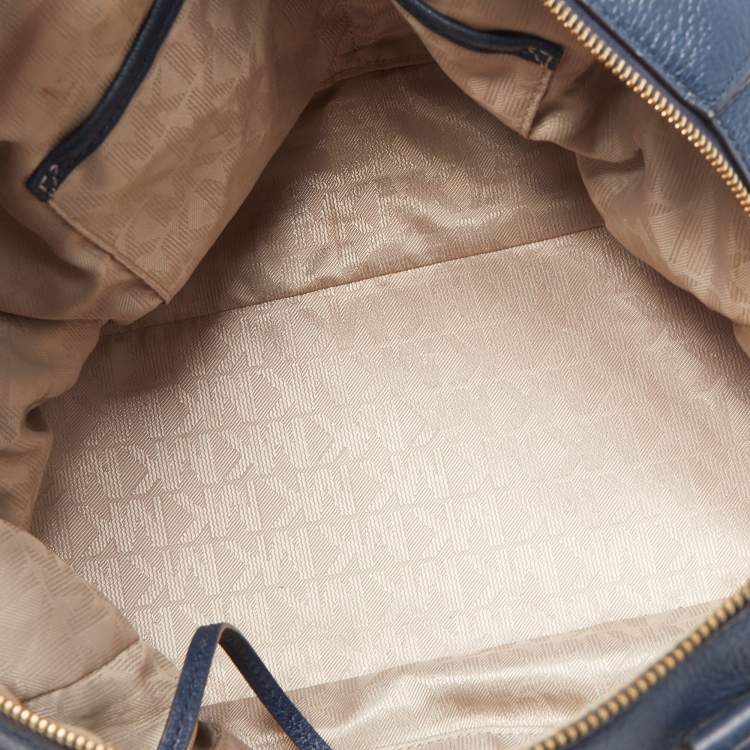 Pre Owned MICHAEL Michael Kors Navy Blue Leather Kirby Satchel