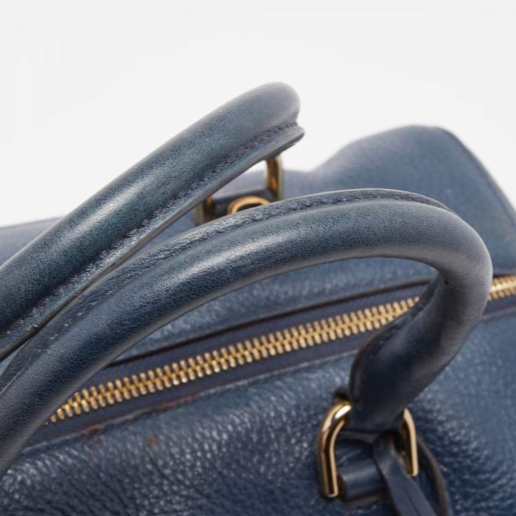 Pre Owned MICHAEL Michael Kors Navy Blue Leather Kirby Satchel