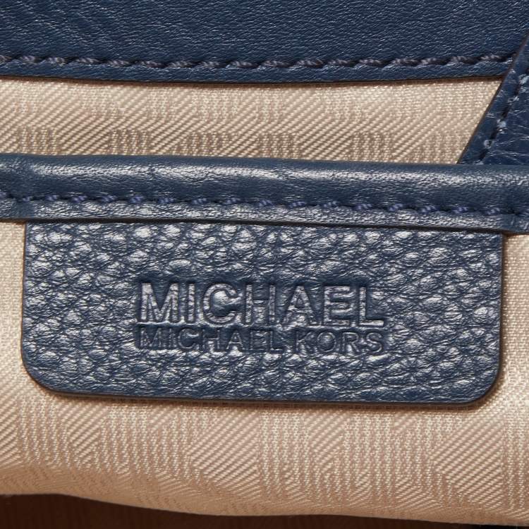 Pre Owned MICHAEL Michael Kors Navy Blue Leather Kirby Satchel