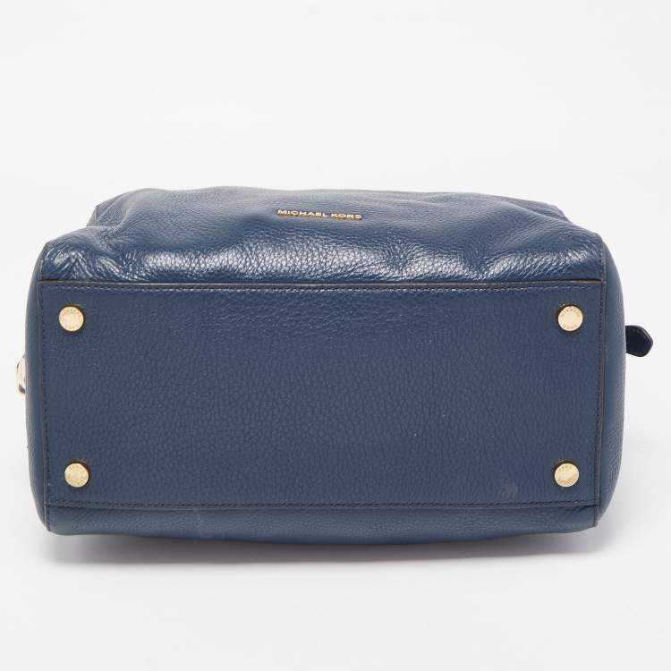 Pre Owned MICHAEL Michael Kors Navy Blue Leather Kirby Satchel