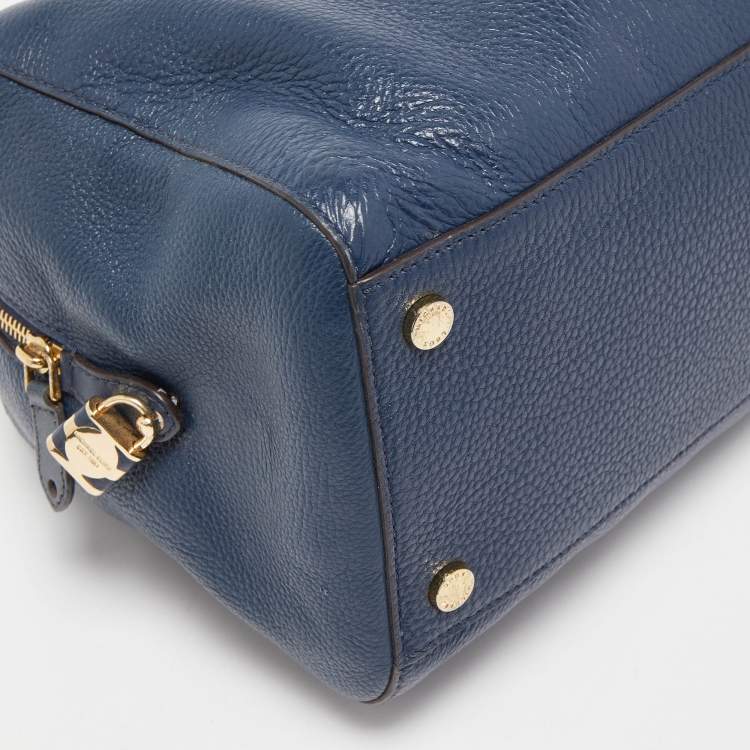 Pre Owned MICHAEL Michael Kors Navy Blue Leather Kirby Satchel