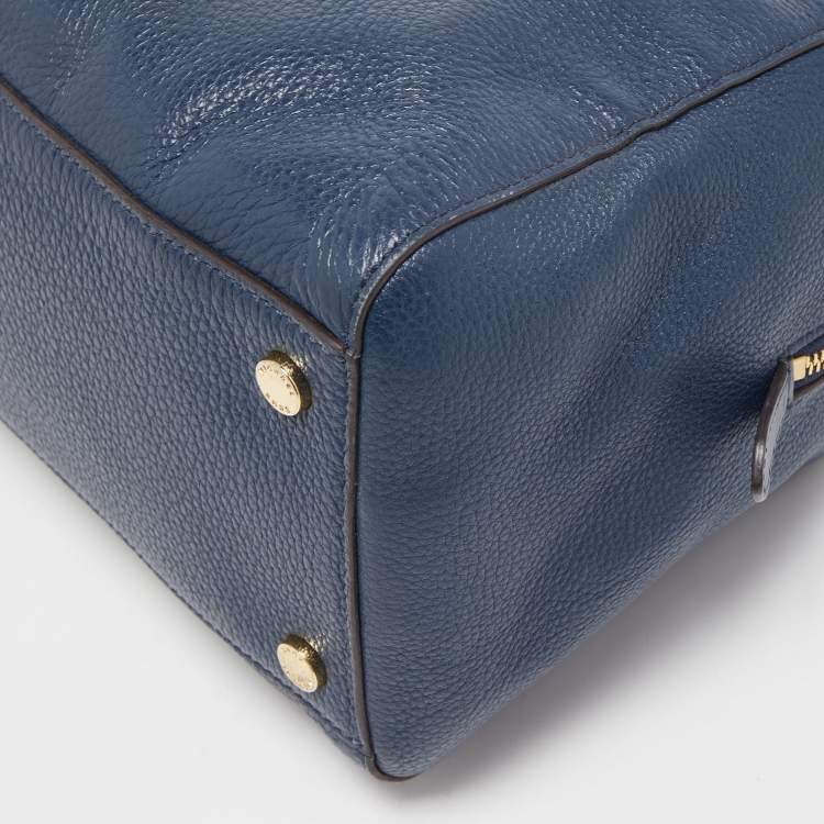 Pre Owned MICHAEL Michael Kors Navy Blue Leather Kirby Satchel