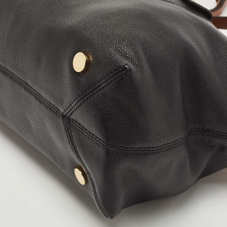 Pre Owned MICHAEL Michael Kors Brown /Black Leather Mira Top Handle Bag