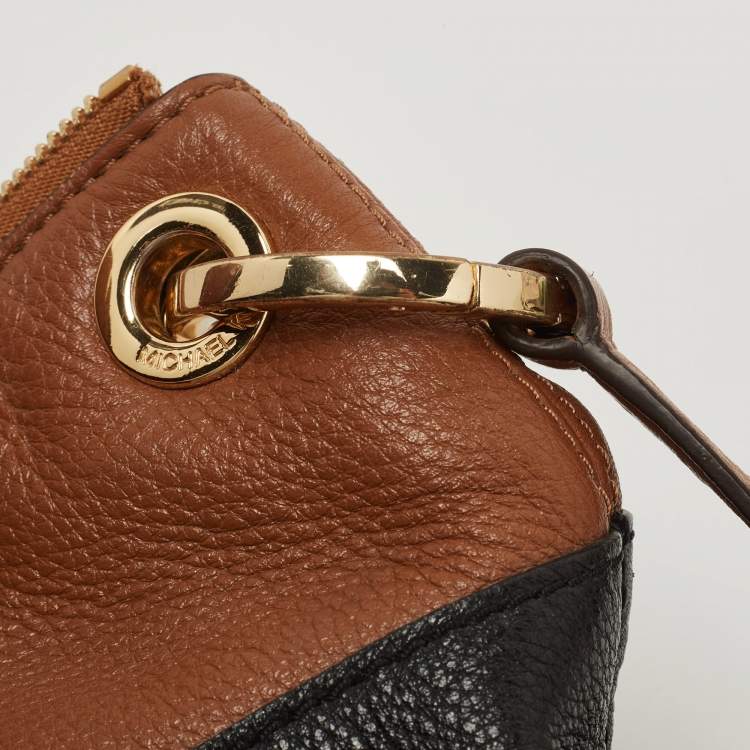 Pre Owned MICHAEL Michael Kors Brown /Black Leather Mira Top Handle Bag