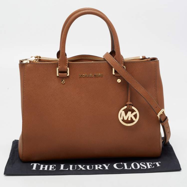 Pre Owned MICHAEL Michael Kors Brown Saffiano Leather Large Sutton Tote