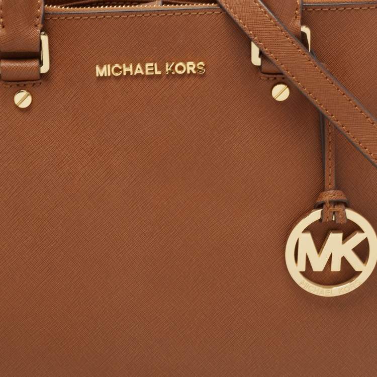 Pre Owned MICHAEL Michael Kors Brown Saffiano Leather Large Sutton Tote