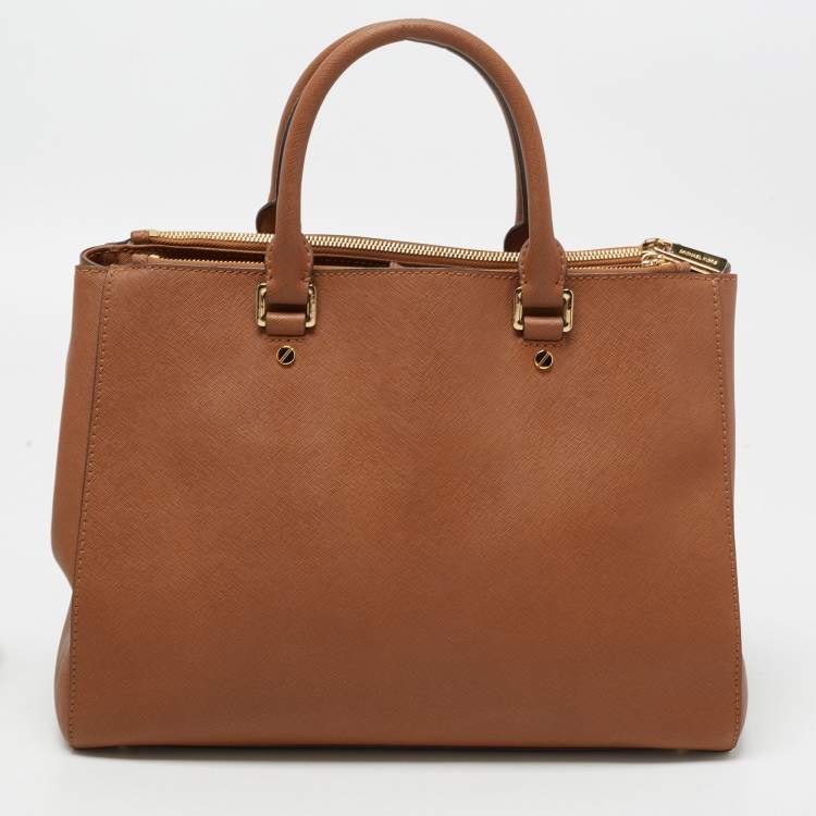 Pre Owned MICHAEL Michael Kors Brown Saffiano Leather Large Sutton Tote