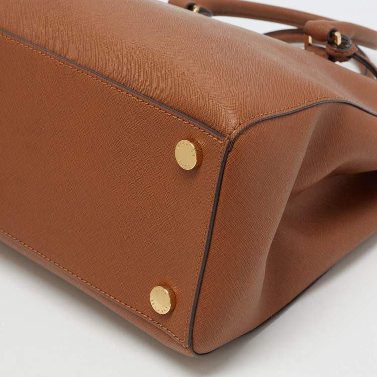 Pre Owned MICHAEL Michael Kors Brown Saffiano Leather Large Sutton Tote