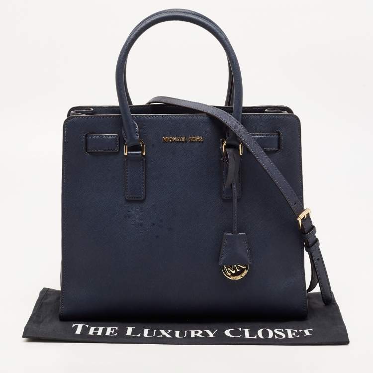 مملوكة مسبقًا MICHAEL Michael Kors Dark Blue Leather Large Dillon Tote