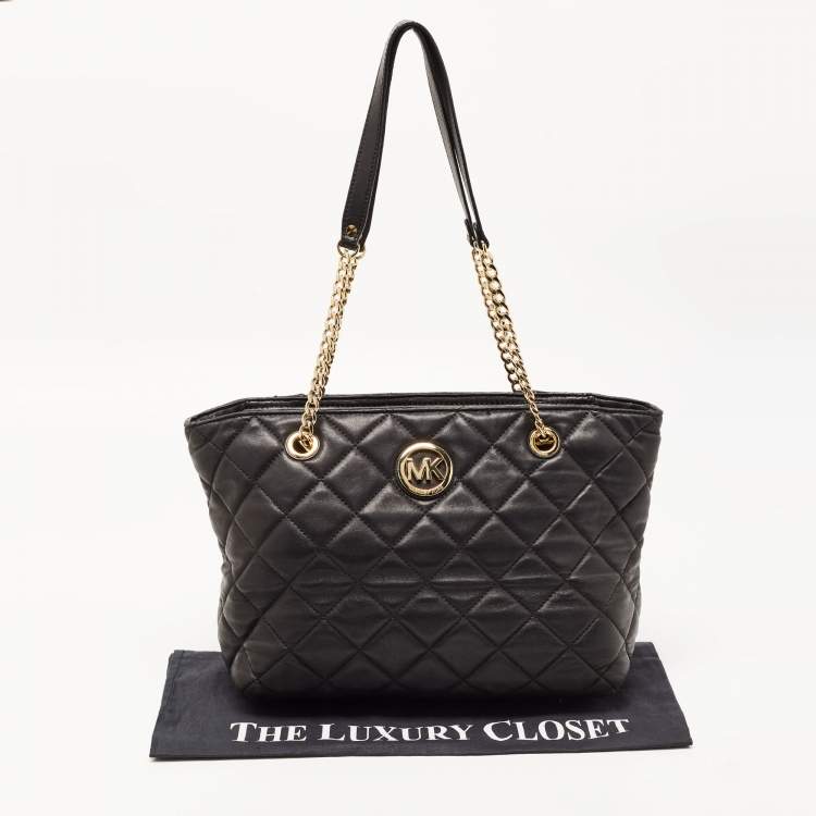 Pre Owned MICHAEL Michael Kors Black Quilted Leather Fulton Large Tote