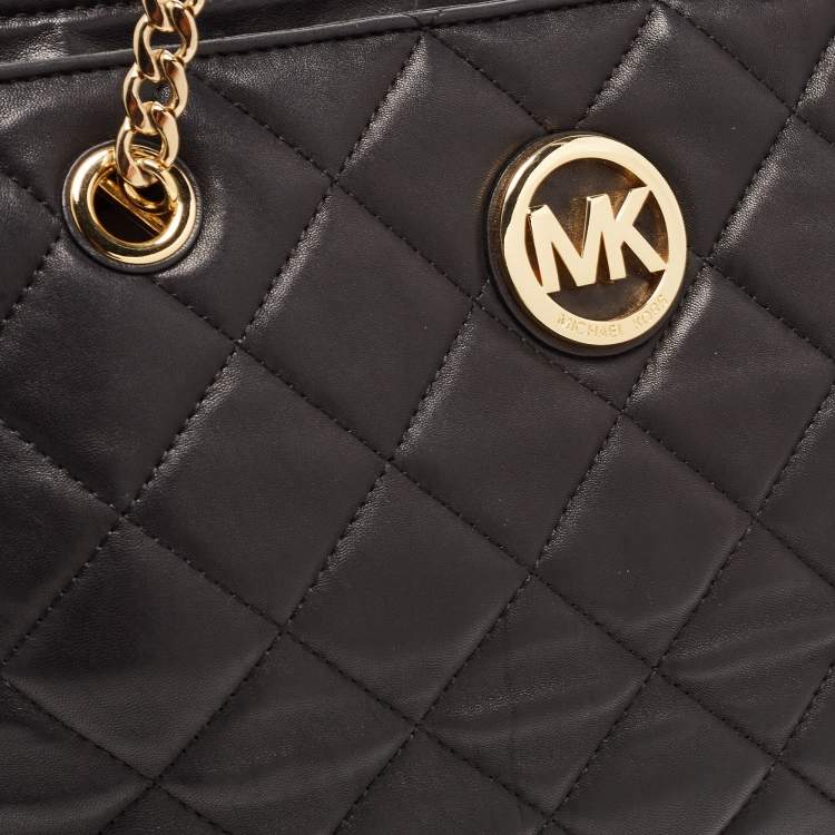 Pre Owned MICHAEL Michael Kors Black Quilted Leather Fulton Large Tote