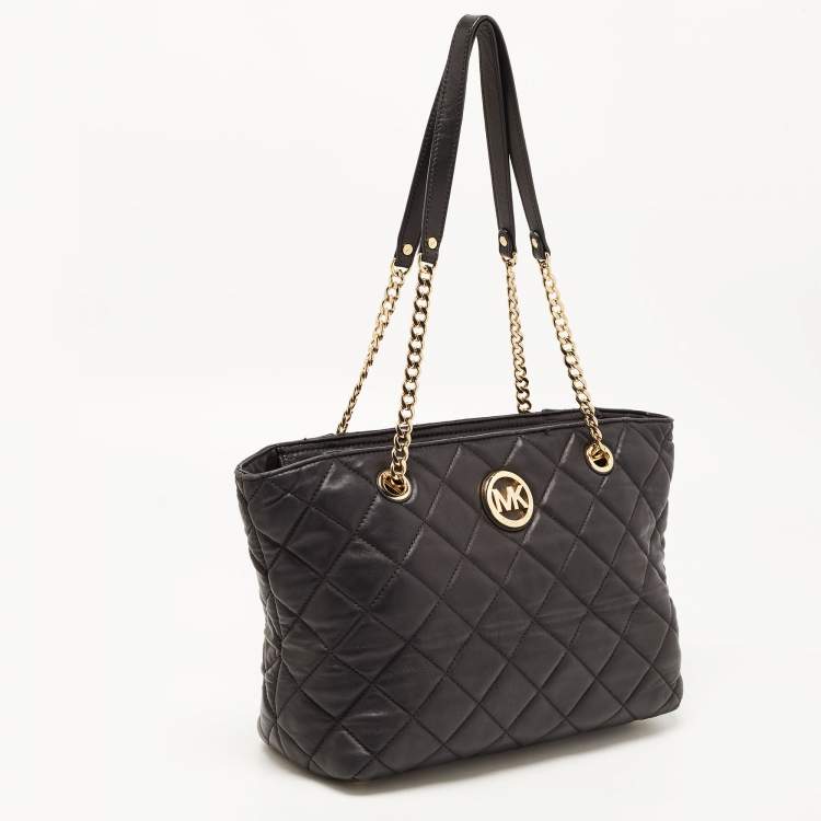 Pre Owned MICHAEL Michael Kors Black Quilted Leather Fulton Large Tote