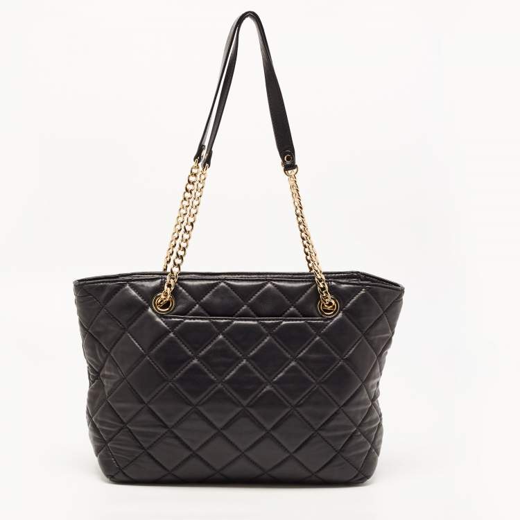 Pre Owned MICHAEL Michael Kors Black Quilted Leather Fulton Large Tote