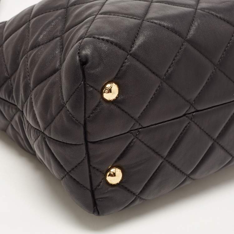Pre Owned MICHAEL Michael Kors Black Quilted Leather Fulton Large Tote