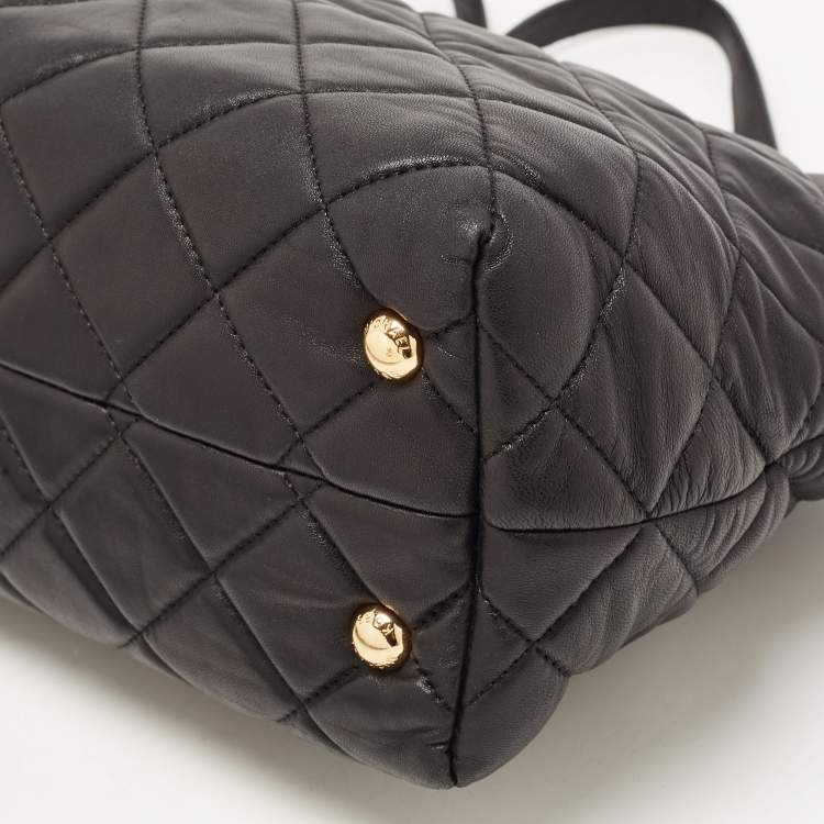Pre Owned MICHAEL Michael Kors Black Quilted Leather Fulton Large Tote