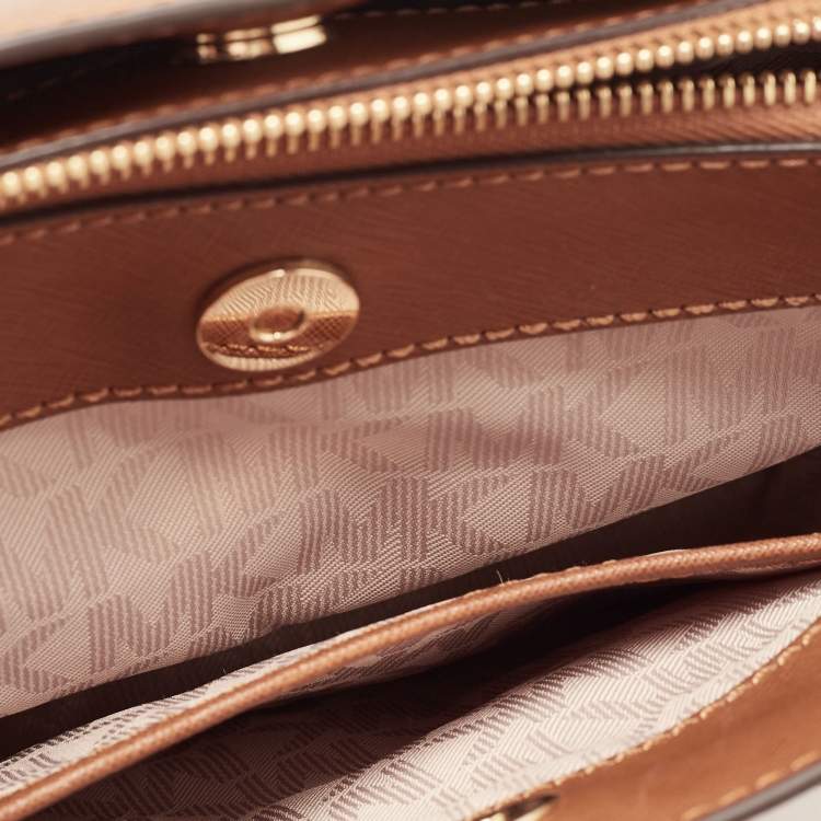 Pre Owned MICHAEL  Michael Kors Brown Saffiano Leather Small Savannah Satchel