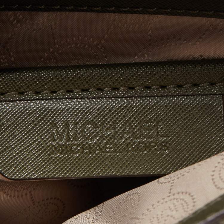 Pre Owned MICHAEL Michael Kors Olive Green Saffiano Leather Large Jet Set Travel Tote