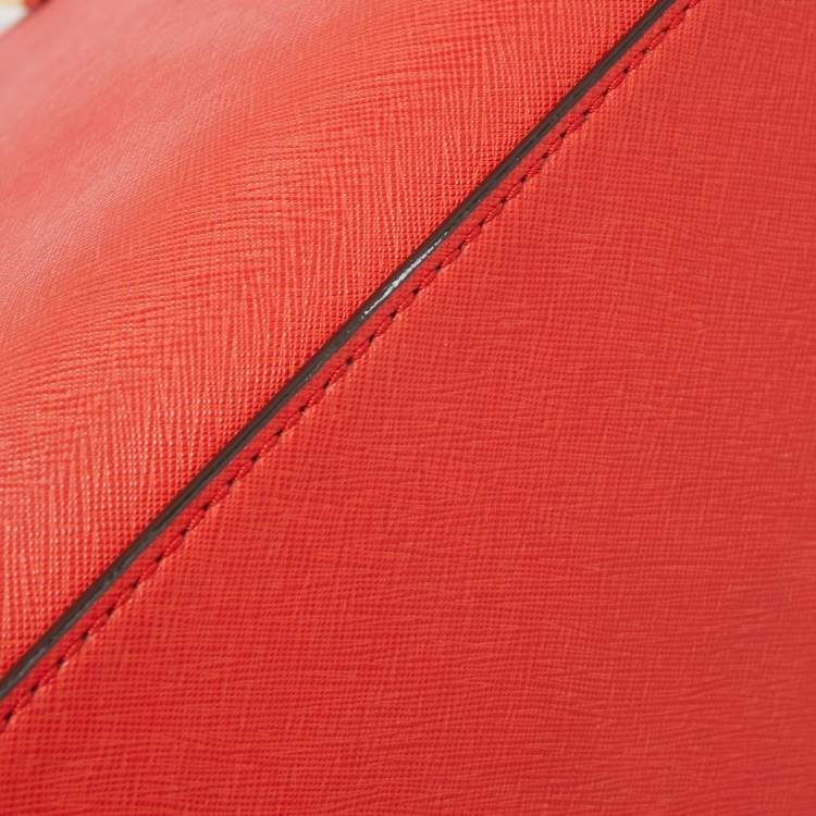 Pre Owned MICHAEL Michael Kors Red Saffiano Leather Large Selma Satchel