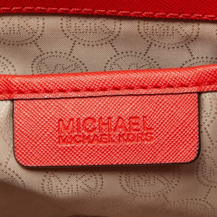 Pre Owned MICHAEL Michael Kors Red Saffiano Leather Large Selma Satchel